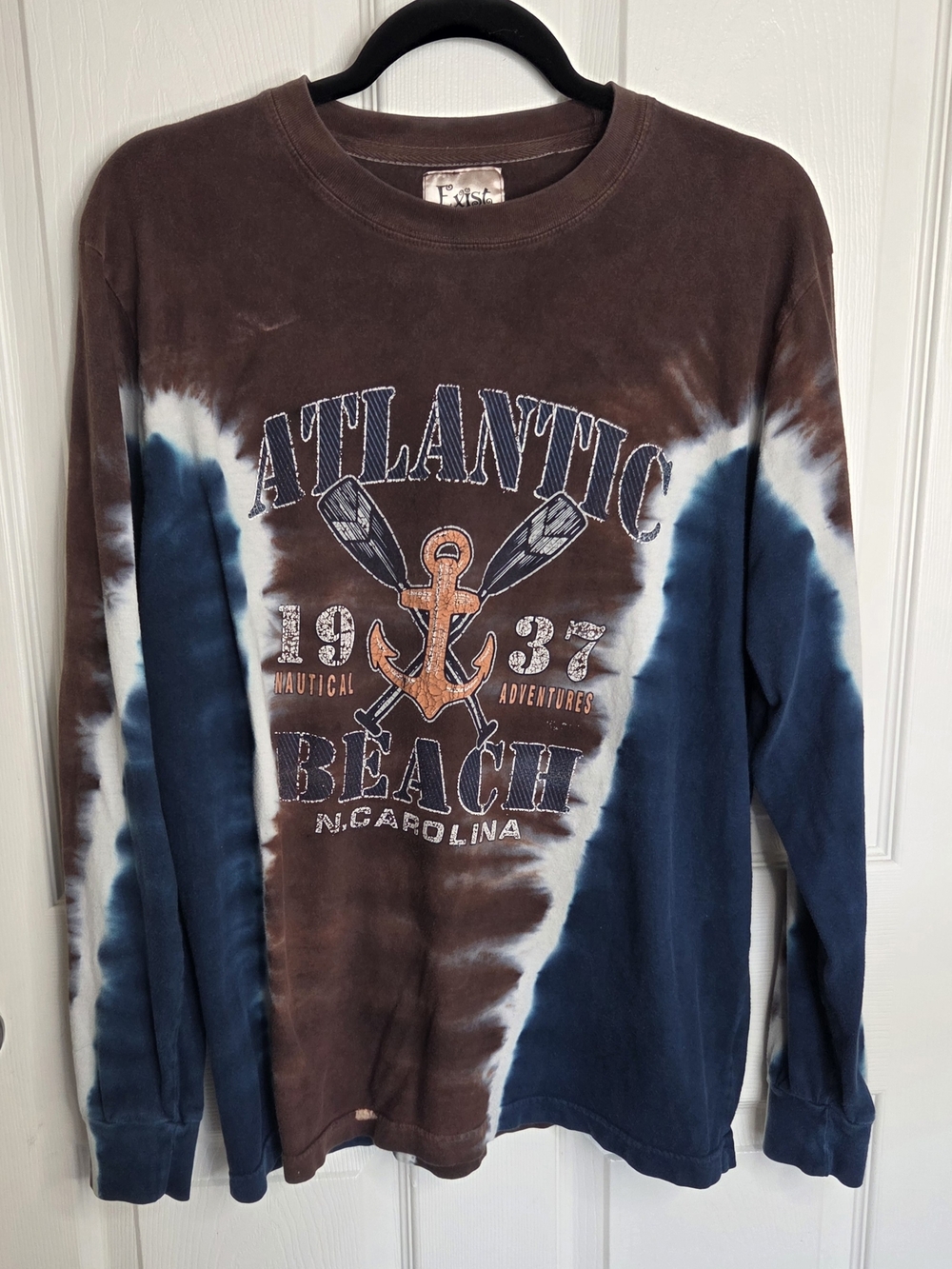 Exist Brown Tie-Dye Nautical Graphic Long Sleeve Shirt